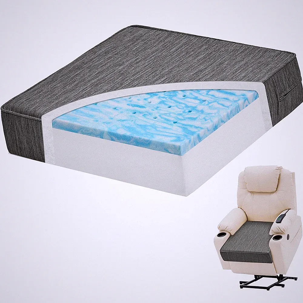 Extra Large Dual-Layer Memory Foam Recliner Cushions, 20"x20"x5" Chair Seat C...