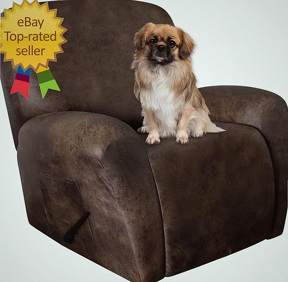 Leather like Recliner Chair Covers Heavy Duty 4 Pieces Recliner Cover